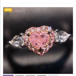 Exquisite Pink Heart Shaped Ring